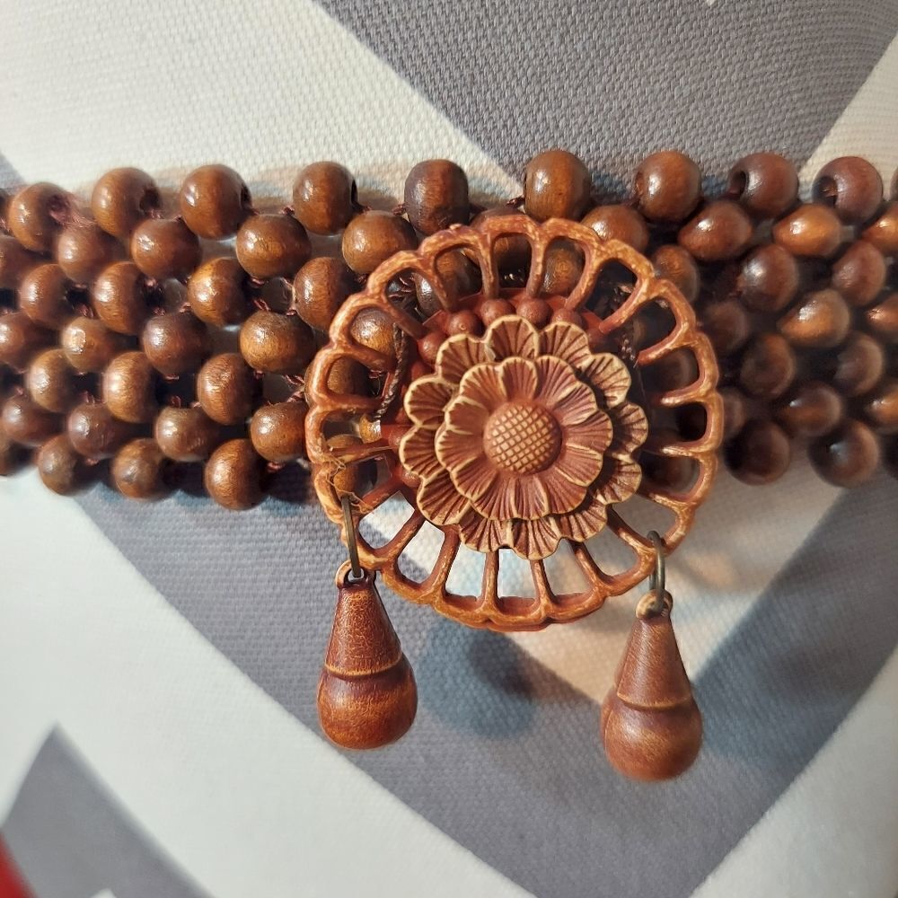 Wooden Weaved Tassel Belt 